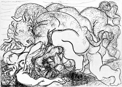 Título: Minotauro atacando a una amazona. Autor: Pablo Picasso