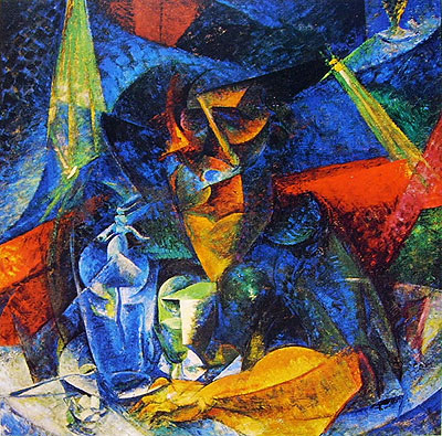 Título: Donna al caffè (1912) de Umberto Boccioni. 
